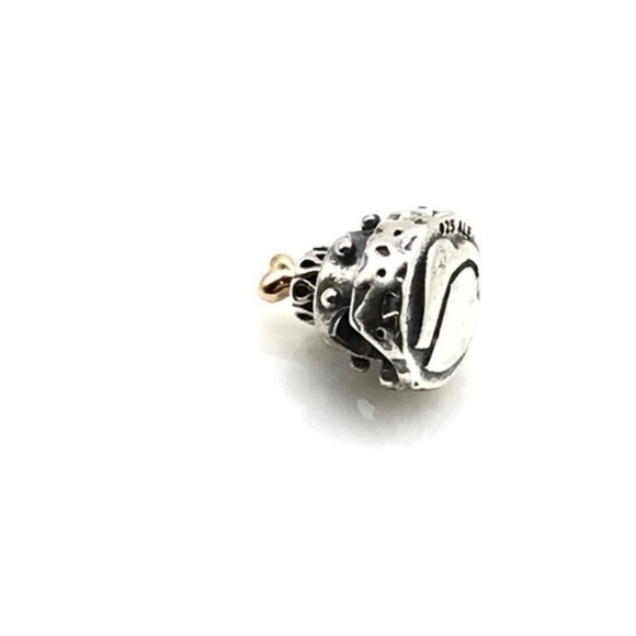 Pandora 925 & 14K Yellow Gold Two Tone Rare Retired Birthday Cake Bead Charm - Picture 5 of 5
